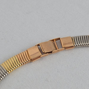 Vintage Marshal Metal Tri-Tone Ribbed Collar Necklace – 1970s/80s Style
