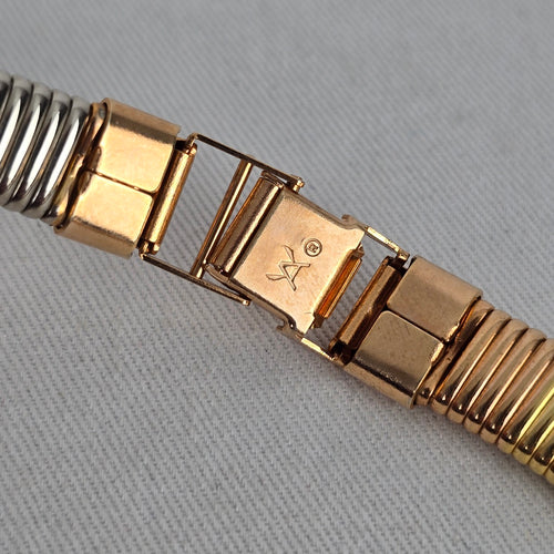 Vintage Marshal Metal Tri-Tone Ribbed Collar Necklace – 1970s/80s Style