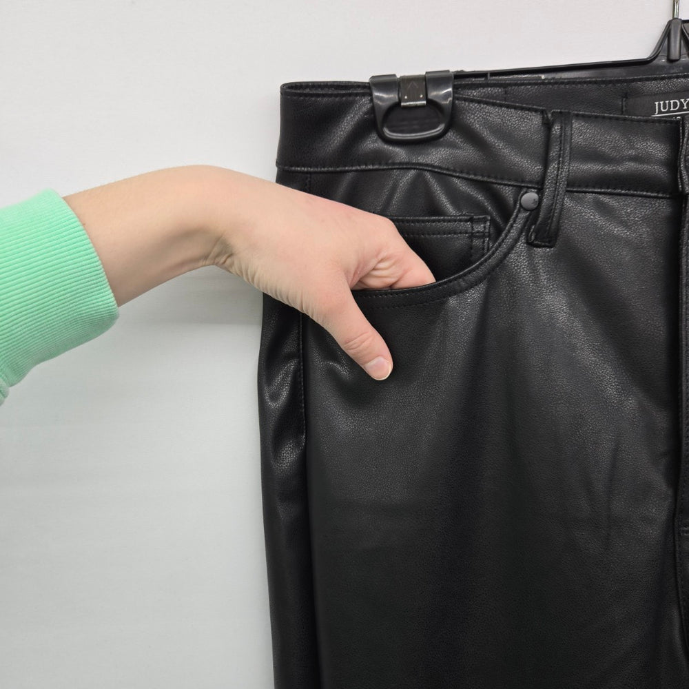 Judy Blue Black Faux Leather Flare Pants Size 11