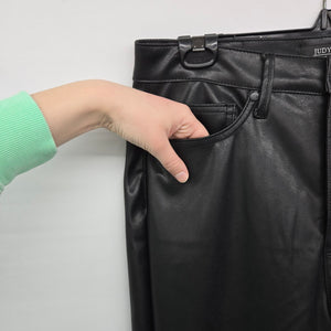 Judy Blue Black Faux Leather Flare Pants Size 11