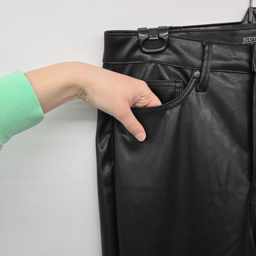 Judy Blue Black Faux Leather Flare Pants Size 11