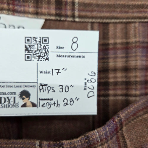 Vintage Bala Ban Collection Brown Plaid Kilt Wool Blend Midi Skirt Size 8