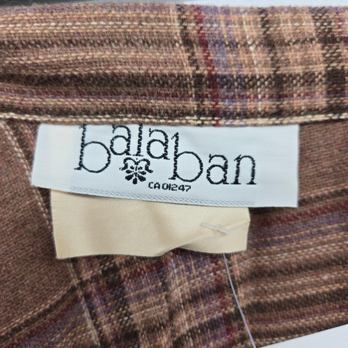 Vintage Bala Ban Collection Brown Plaid Kilt Wool Blend Midi Skirt Size 8