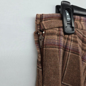 Vintage Bala Ban Collection Brown Plaid Kilt Wool Blend Midi Skirt Size 8