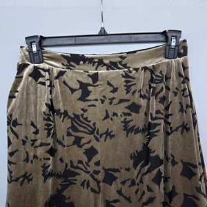 Papillon Taupe Black Floral Velvet Wide Leg Pants Size M