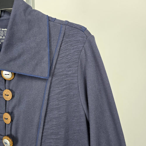 Neon Buddha Navy Blue Cotton Button Front Tunic Jacket - Size M