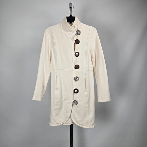 Neon Buddha Cream Long Button Front Tunic Jacket - Size M