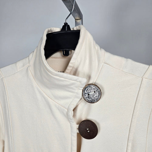 Neon Buddha Cream Long Button Front Tunic Jacket - Size M