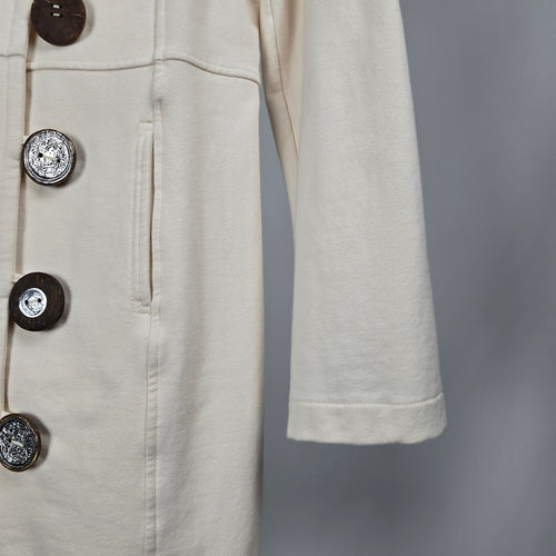Neon Buddha Cream Long Button Front Tunic Jacket - Size M
