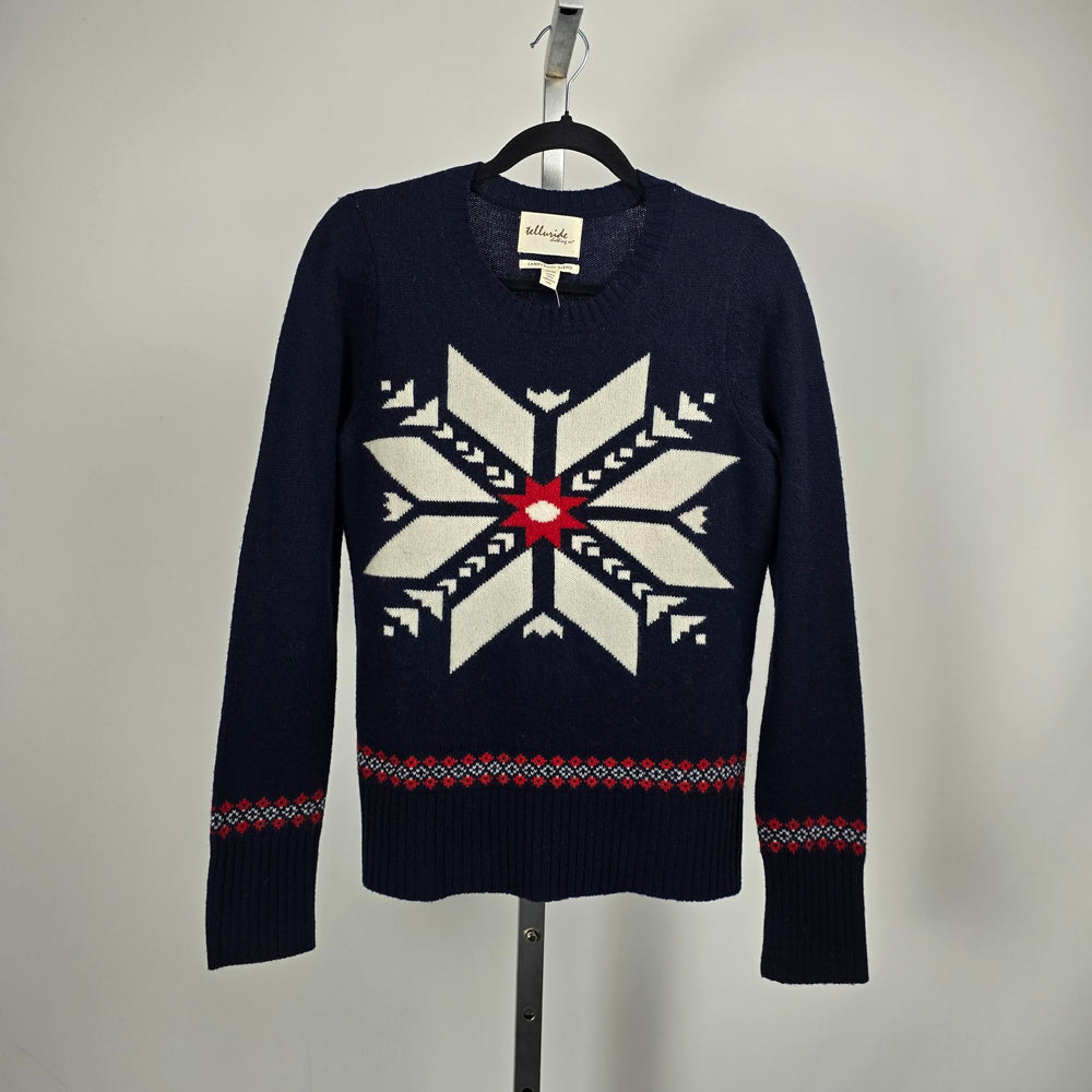 Telluride Clothing Co. Lambswool Blend Nordic Snowflake Sweater Navy Size M