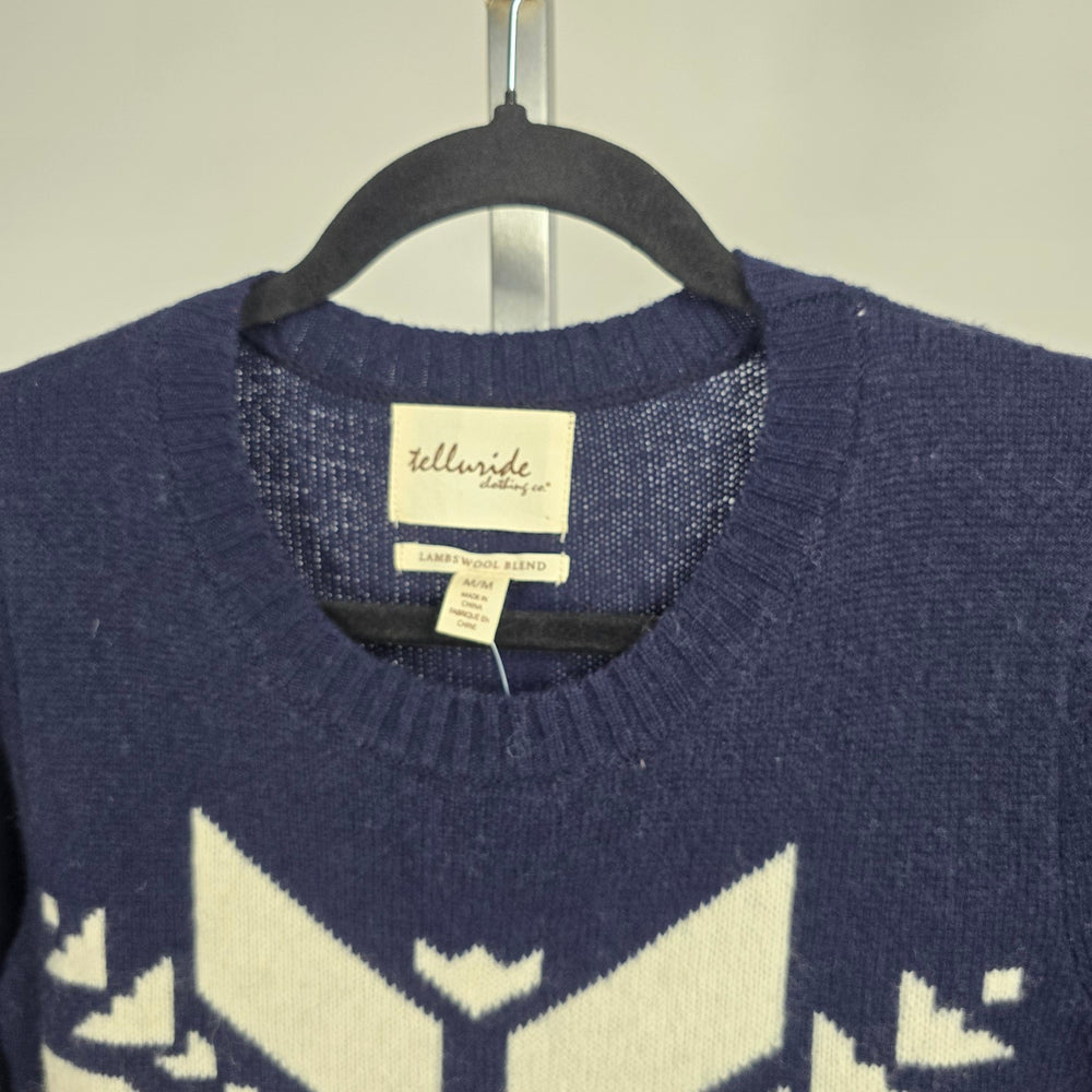 Telluride Clothing Co. Lambswool Blend Nordic Snowflake Sweater Navy Size M