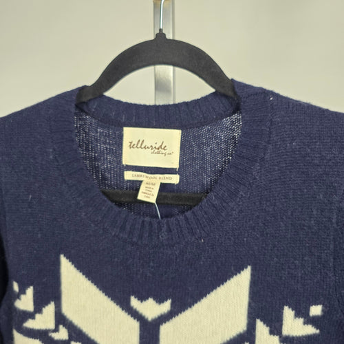 Telluride Clothing Co. Lambswool Blend Nordic Snowflake Sweater Navy Size M