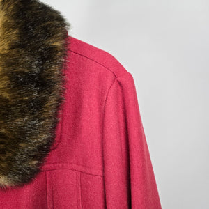 Olympia Limited Inc. Red Wool Blend Coat Fur Collar Size L