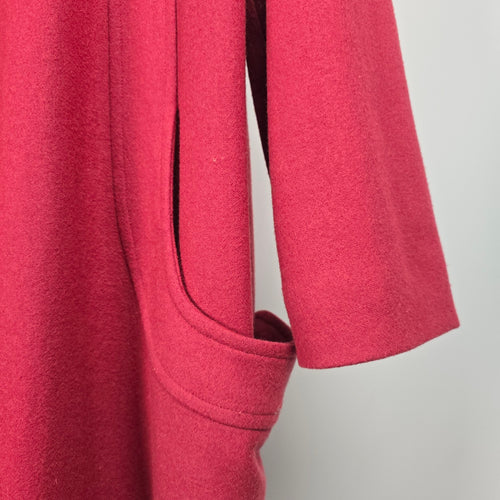 Olympia Limited Inc. Red Wool Blend Coat Fur Collar Size L