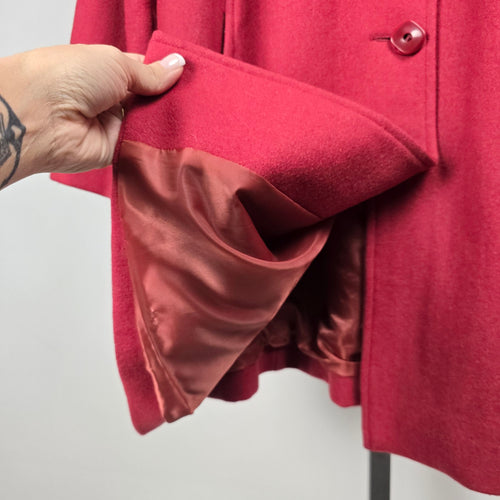 Olympia Limited Inc. Red Wool Blend Coat Fur Collar Size L