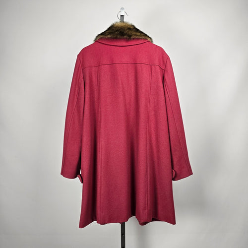 Olympia Limited Inc. Red Wool Blend Coat Fur Collar Size L