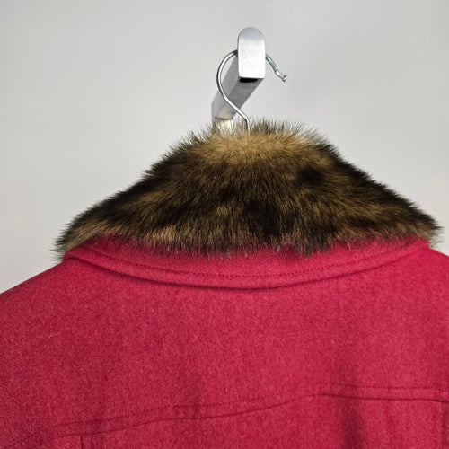 Olympia Limited Inc. Red Wool Blend Coat Fur Collar Size L
