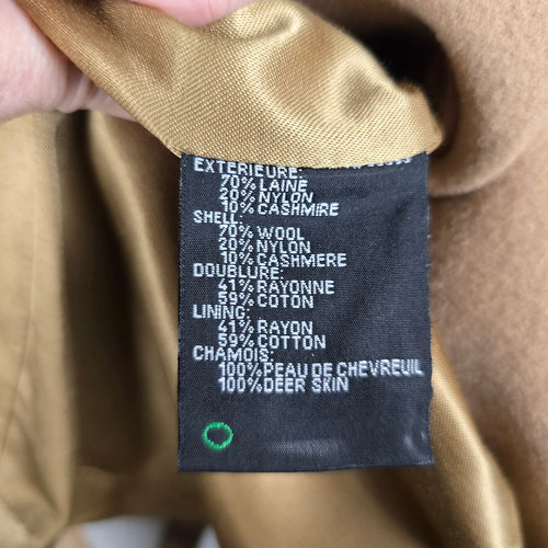 Collection Nuage Camel Wool Cashmere Blend Coat Fur Collar Size 16