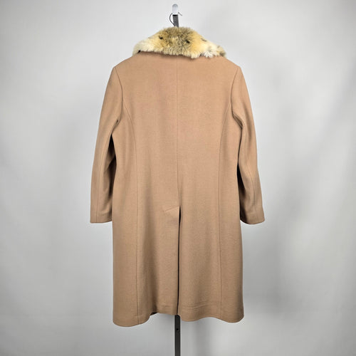 Collection Nuage Camel Wool Cashmere Blend Coat Fur Collar Size 16