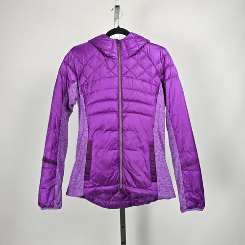 Lululemon Down For A Run Jacket Tender Violet Goose Down Hooded Puffer Size 8