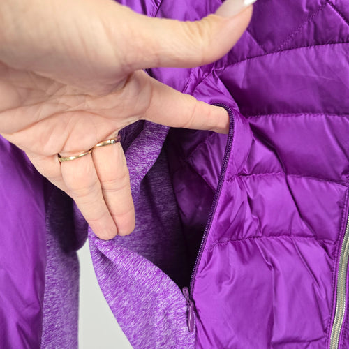 Lululemon Down For A Run Jacket Tender Violet Goose Down Hooded Puffer Size 8