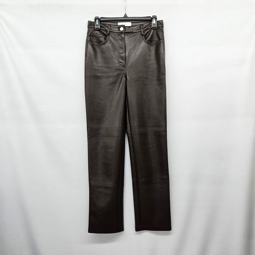 Wilfred The Melina Brown Faux Leather Straight Leg Pants - Size 4