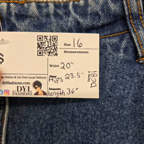 Cotton Ginny Plus Medium Wash Denim Midi Skirt Size 16