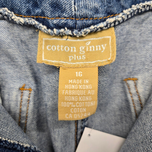 Cotton Ginny Plus Medium Wash Denim Midi Skirt Size 16