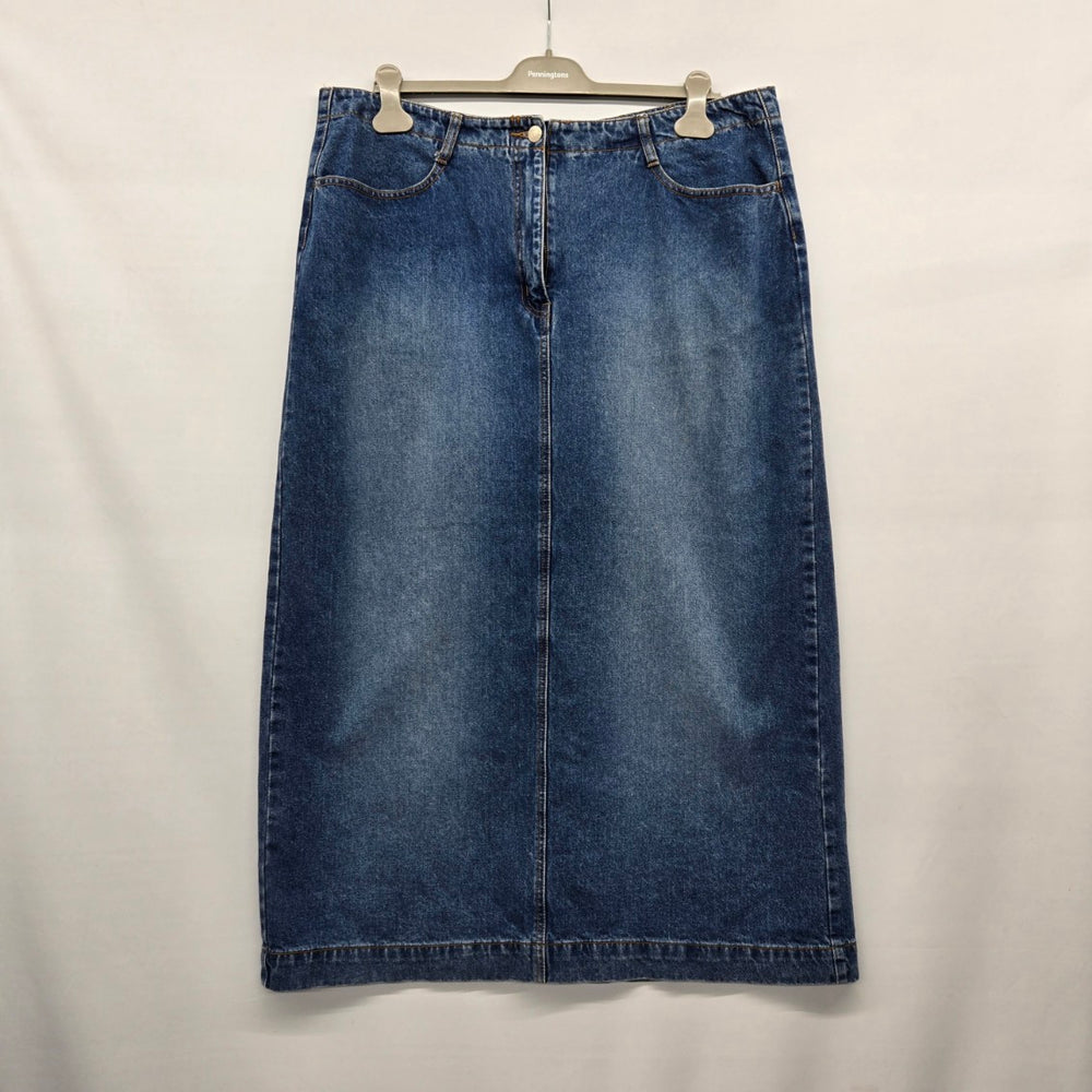 Cotton Ginny Plus Medium Wash Denim Midi Skirt Size 16