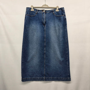 Cotton Ginny Plus Medium Wash Denim Midi Skirt Size 16