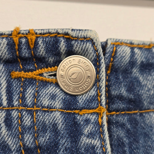 Cotton Ginny Plus Medium Wash Denim Midi Skirt Size 16