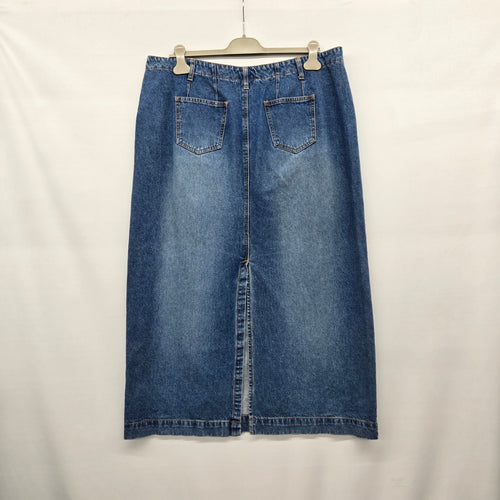 Cotton Ginny Plus Medium Wash Denim Midi Skirt Size 16
