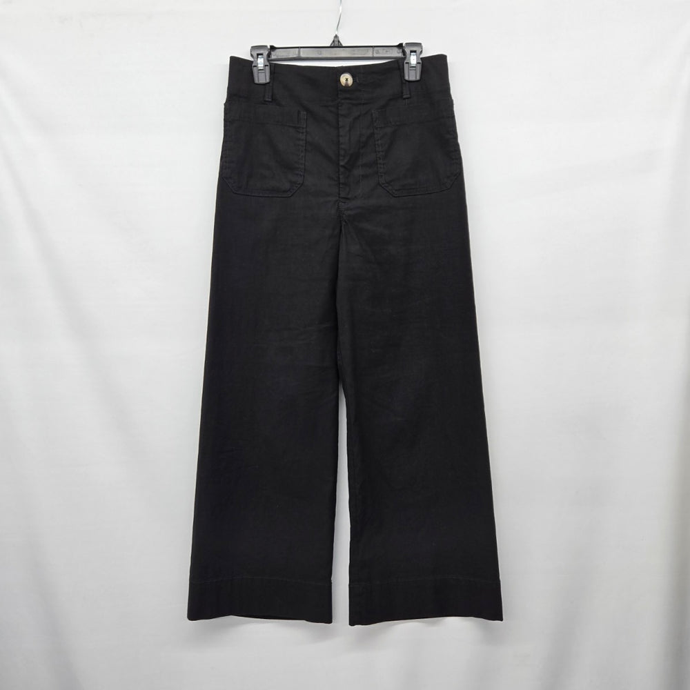 Maeve by Anthropologie Black Linen Blend Wide Leg Crop Pants - Size 30