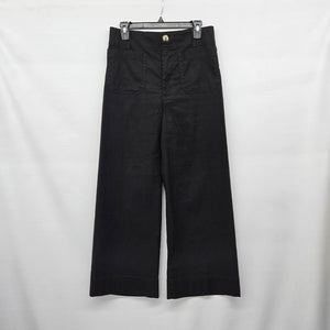 Maeve by Anthropologie Black Linen Blend Wide Leg Crop Pants - Size 30