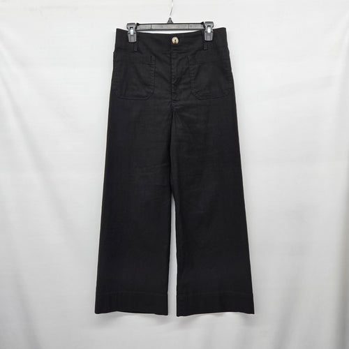 Maeve by Anthropologie Black Linen Blend Wide Leg Crop Pants - Size 30
