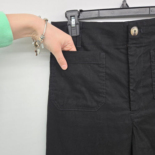 Maeve by Anthropologie Black Linen Blend Wide Leg Crop Pants - Size 30