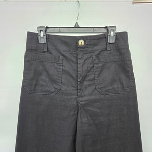 Maeve by Anthropologie Black Linen Blend Wide Leg Crop Pants - Size 30