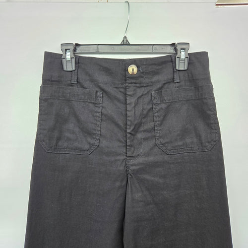 Maeve by Anthropologie Black Linen Blend Wide Leg Crop Pants - Size 30