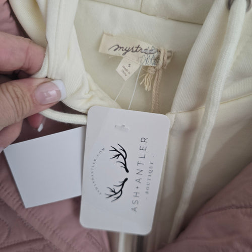 Mystree Betta Layered Quilted Jacket Winter Rose Pink Hooded - Size S NWT