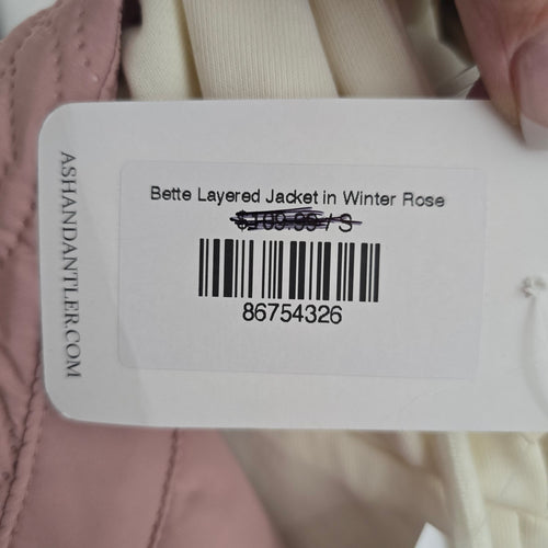 Mystree Betta Layered Quilted Jacket Winter Rose Pink Hooded - Size S NWT