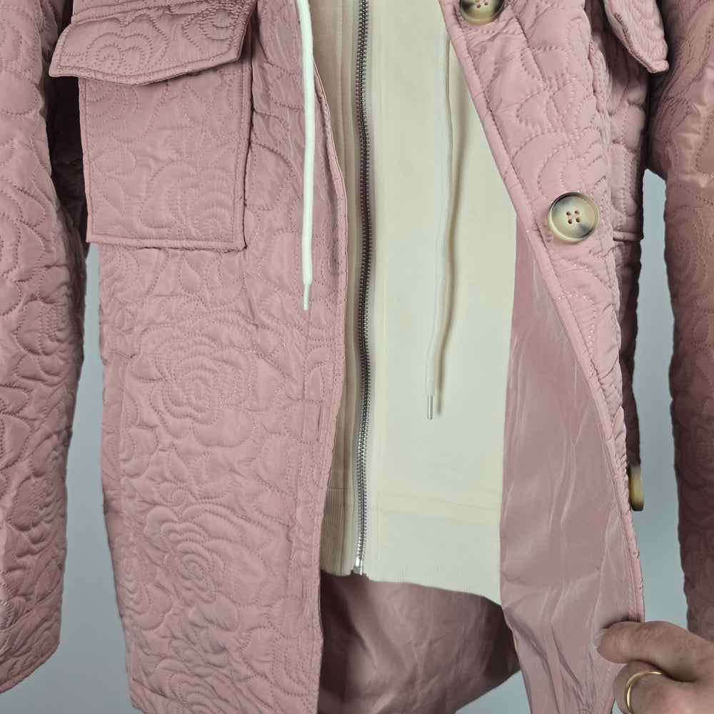 Mystree Betta Layered Quilted Jacket Winter Rose Pink Hooded - Size S NWT