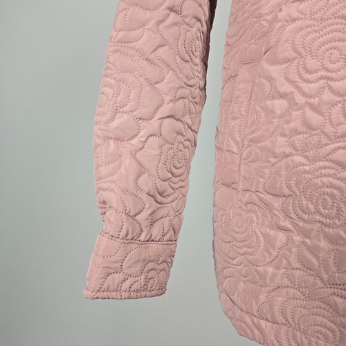 Mystree Betta Layered Quilted Jacket Winter Rose Pink Hooded - Size S NWT