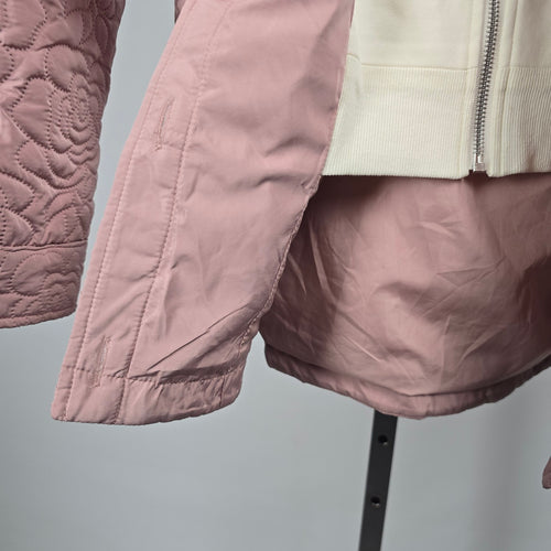 Mystree Betta Layered Quilted Jacket Winter Rose Pink Hooded - Size S NWT