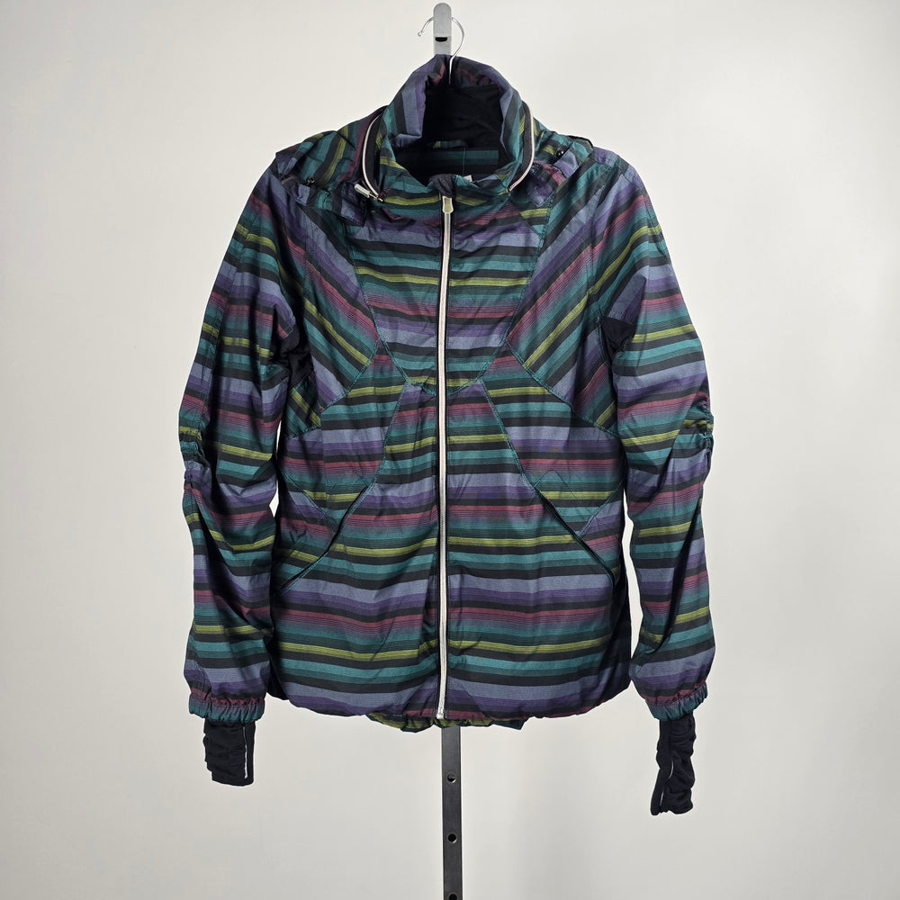 Lululemon Hustle Jacket Multi Poncho Stripe Hooded Running Jacket Size 8