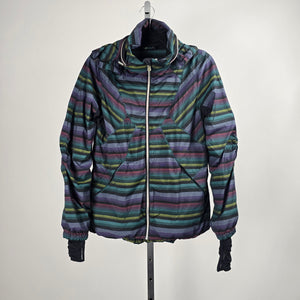 Lululemon Hustle Jacket Multi Poncho Stripe Hooded Running Jacket Size 8