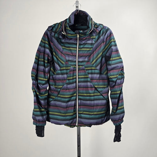 Lululemon Hustle Jacket Multi Poncho Stripe Hooded Running Jacket Size 8