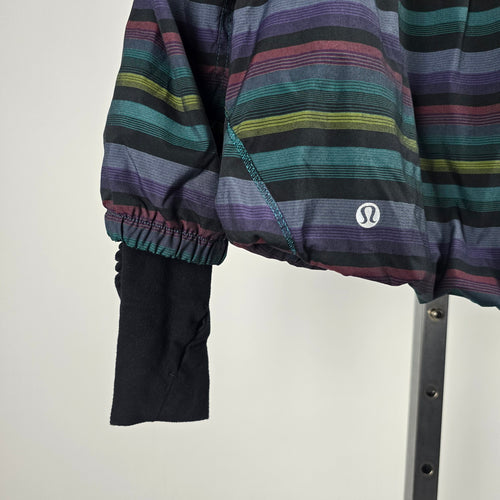 Lululemon Hustle Jacket Multi Poncho Stripe Hooded Running Jacket Size 8