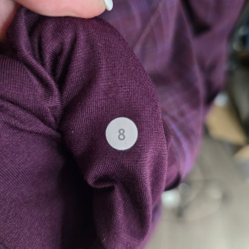 Lululemon Run Hustle Jacket Plum Purple Plaid – Size 8 Hooded Full Zip Jacket