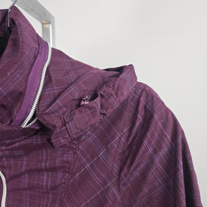 Lululemon Run Hustle Jacket Plum Purple Plaid – Size 8 Hooded Full Zip Jacket