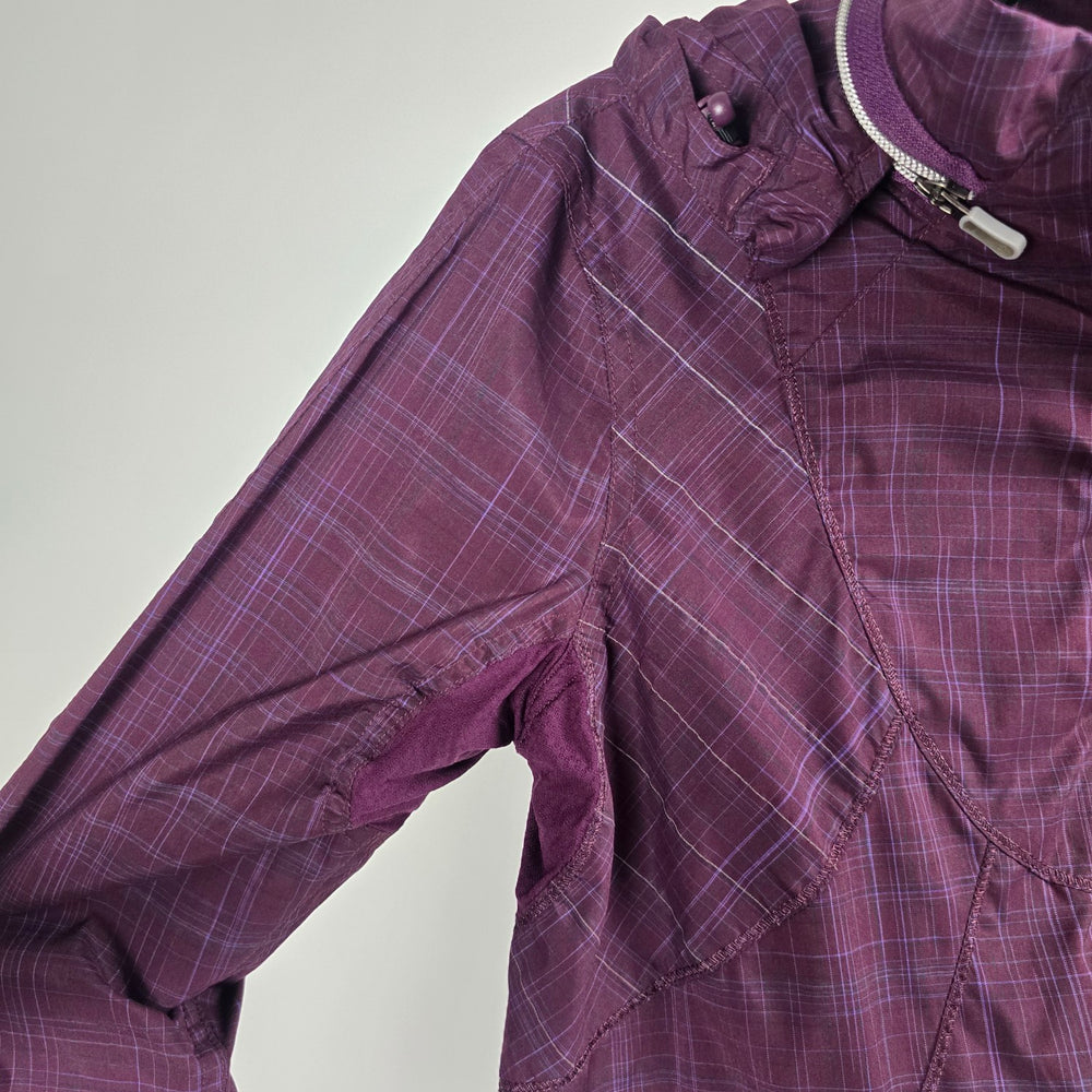 Lululemon Run Hustle Jacket Plum Purple Plaid – Size 8 Hooded Full Zip Jacket